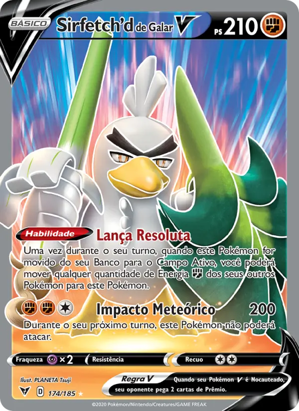 Carta Sirfetch'd de Galar V, número 174/185 da coleção Voltagem Vívida