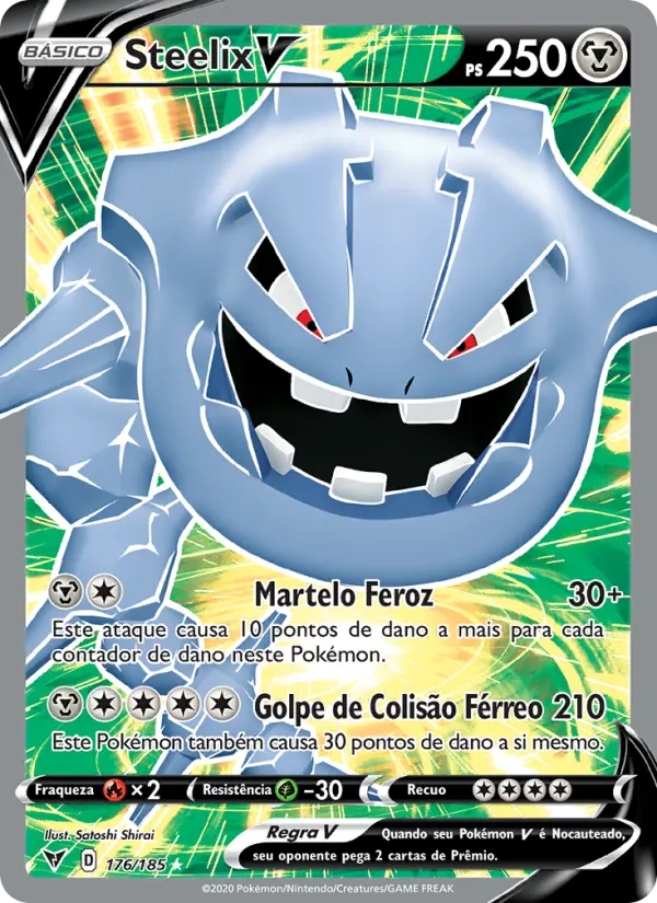 Carta Steelix V, número 176/185 da coleção Voltagem Vívida