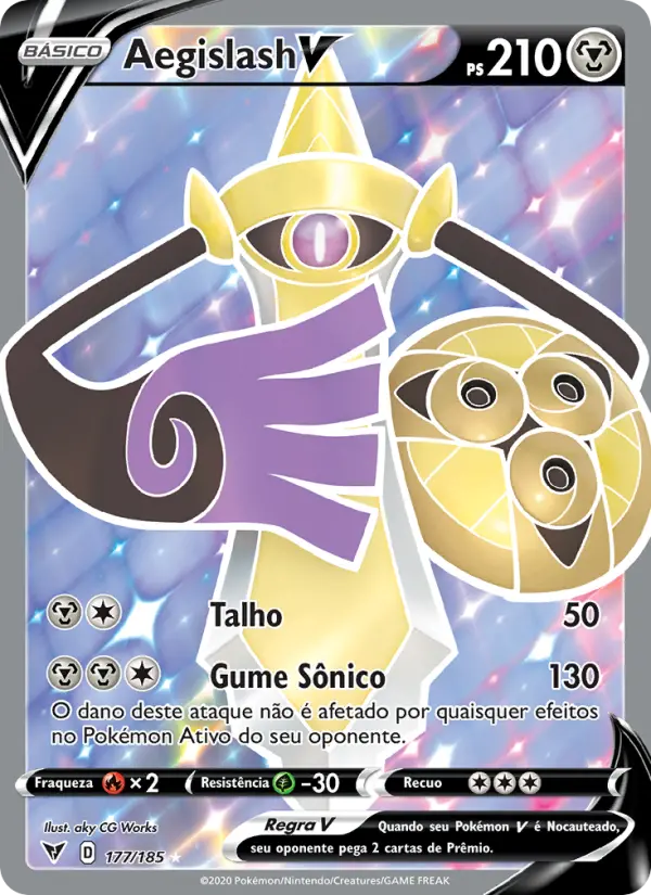 Carta Aegislash V, número 177/185 da coleção Voltagem Vívida