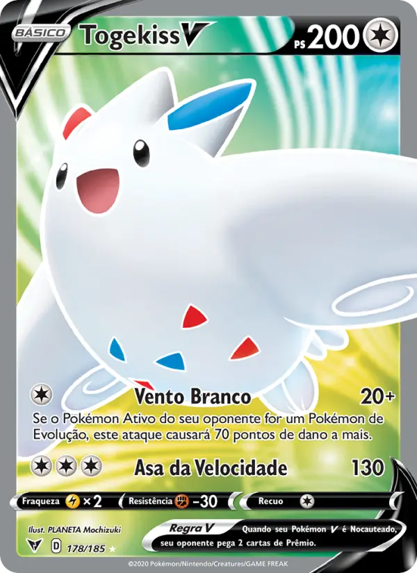 Carta Togekiss V, número 178/185 da coleção Voltagem Vívida