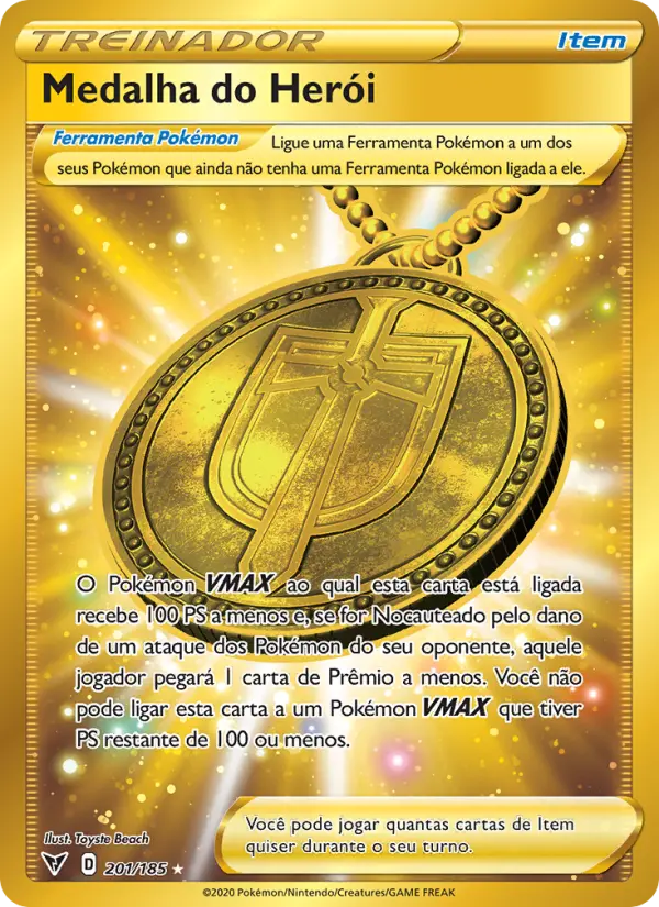 Carta Medalha do Herói, número 201/185 da coleção Voltagem Vívida