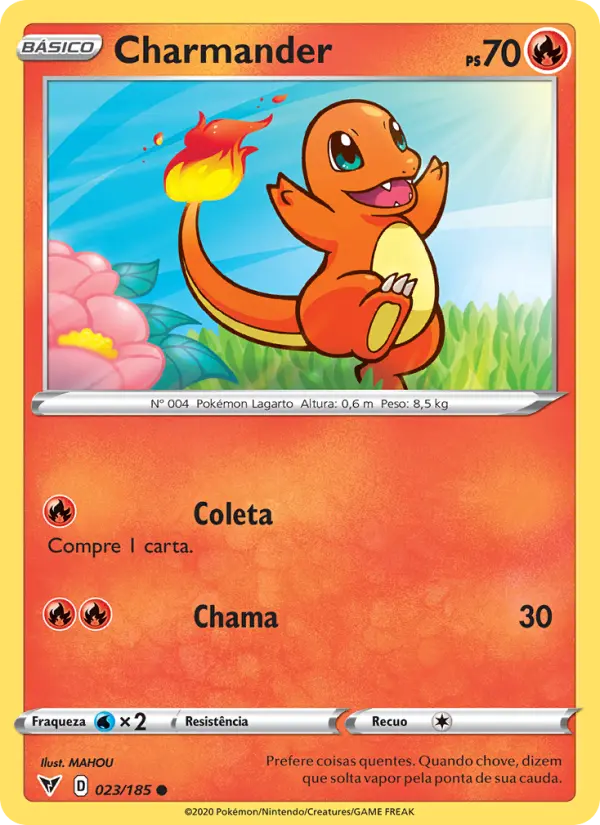 Carta Charmander, número 23/185 da coleção Voltagem Vívida