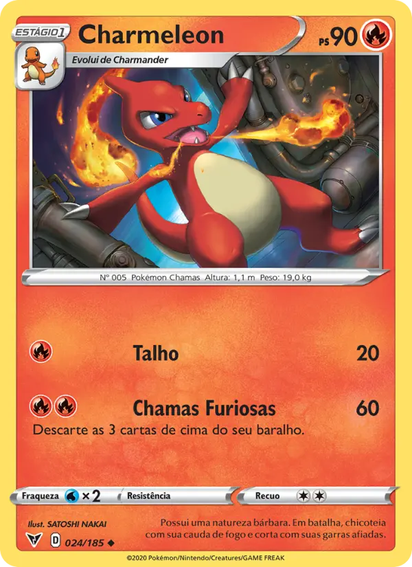Carta Charmeleon, número 24/185 da coleção Voltagem Vívida