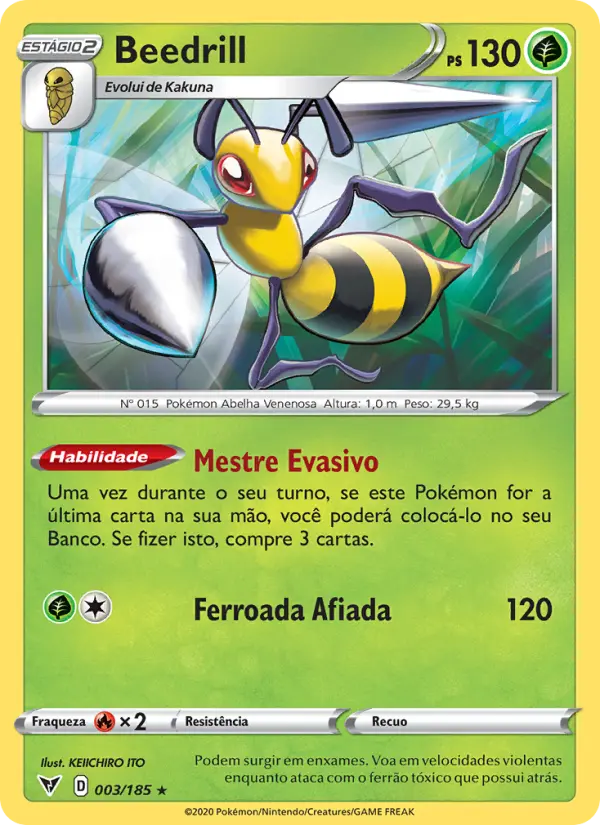 Carta Beedrill, número 3/185 da coleção Voltagem Vívida