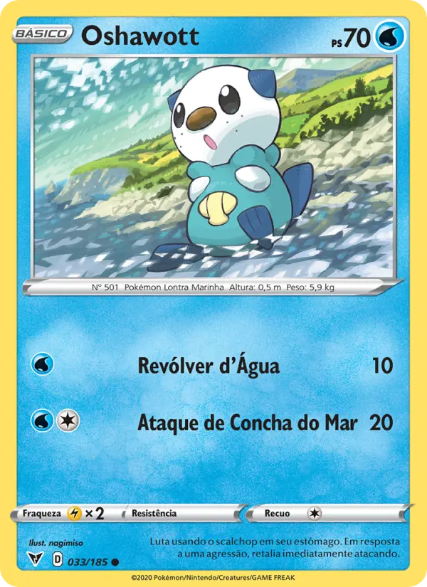 Carta Oshawott, número 33/185 da coleção Voltagem Vívida