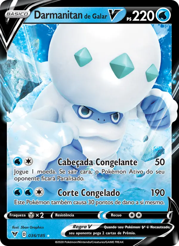 Carta Darmanitan de Galar V, número 36/185 da coleção Voltagem Vívida