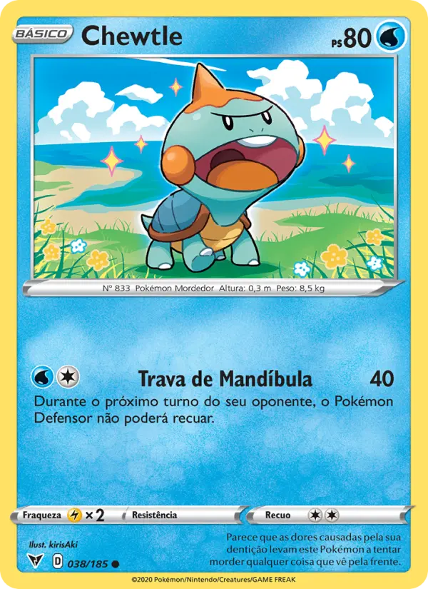 Carta Chewtle, número 38/185 da coleção Voltagem Vívida