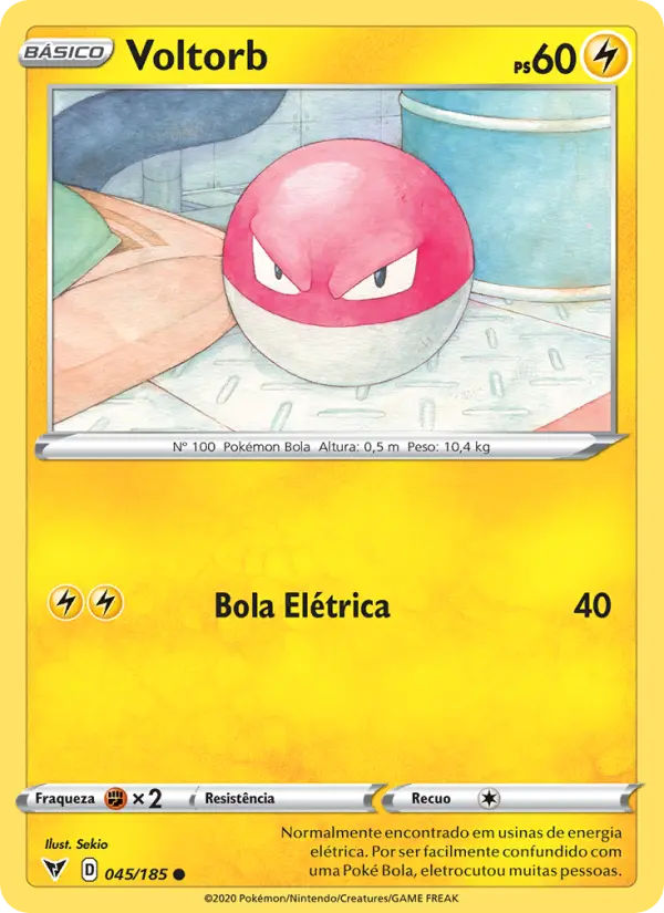 Carta Voltorb, número 45/185 da coleção Voltagem Vívida
