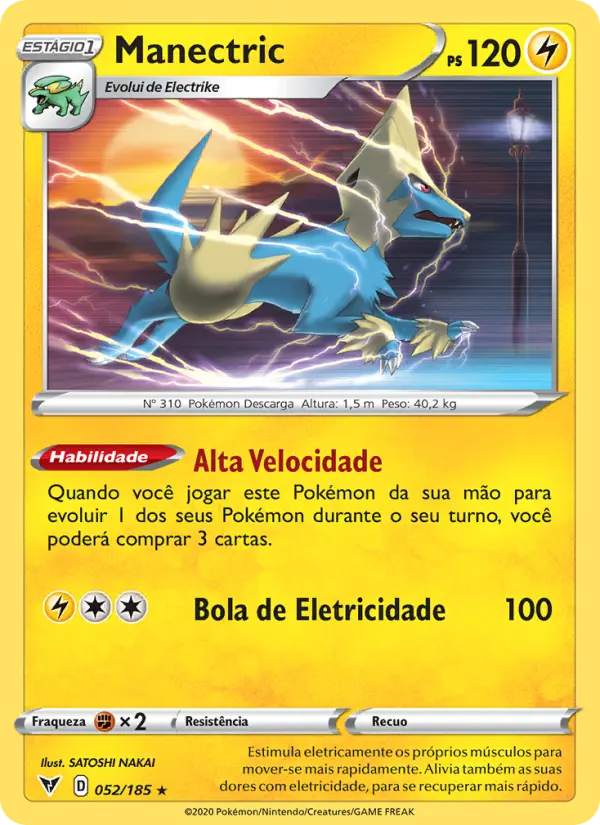 Carta Manectric, número 52/185 da coleção Voltagem Vívida