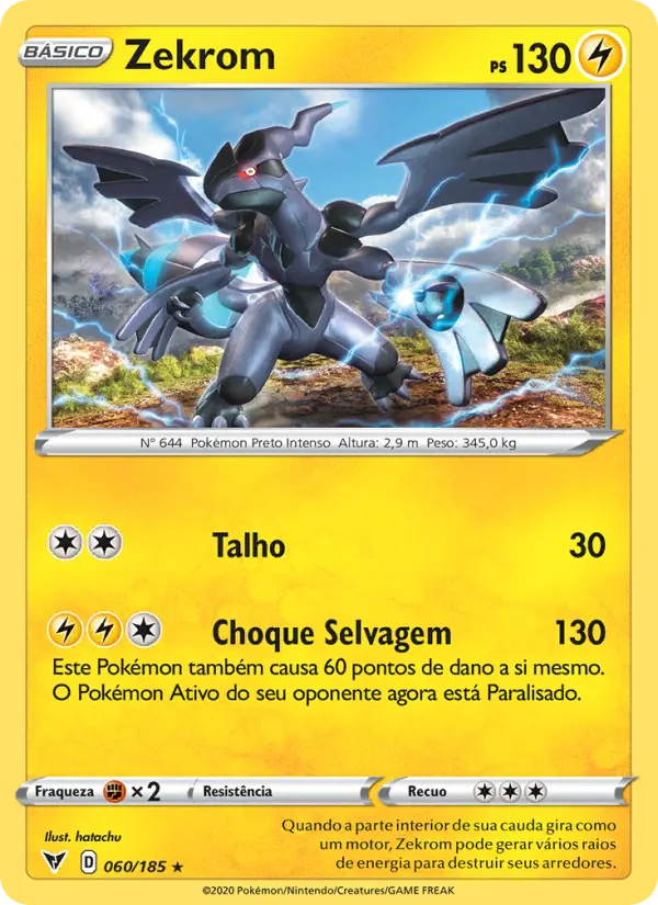 Carta Zekrom, número 60/185 da coleção Voltagem Vívida