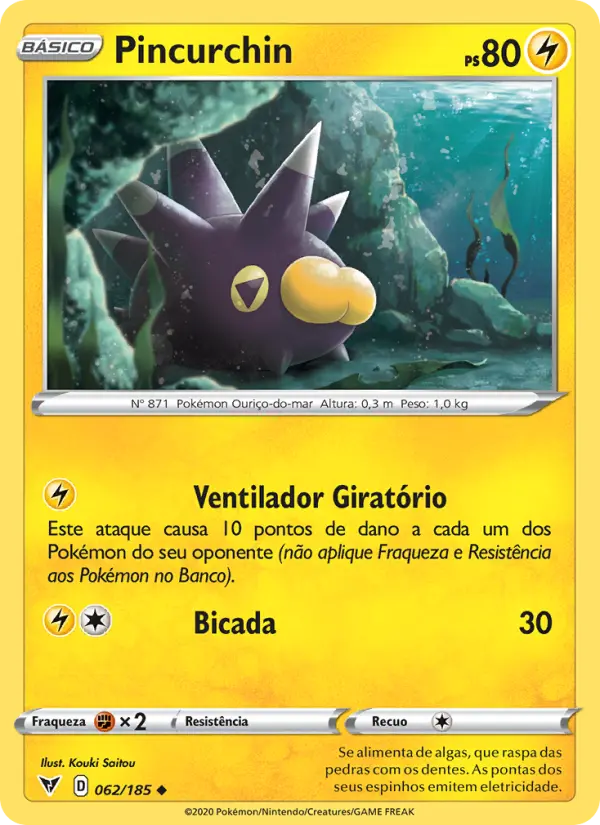 Carta Pincurchin, número 62/185 da coleção Voltagem Vívida