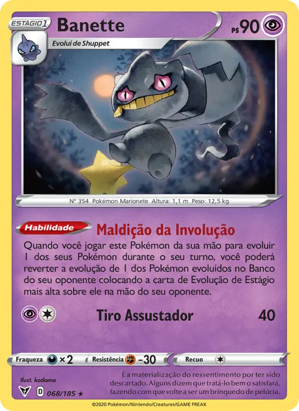 Carta Banette, número 68/185 da coleção Voltagem Vívida