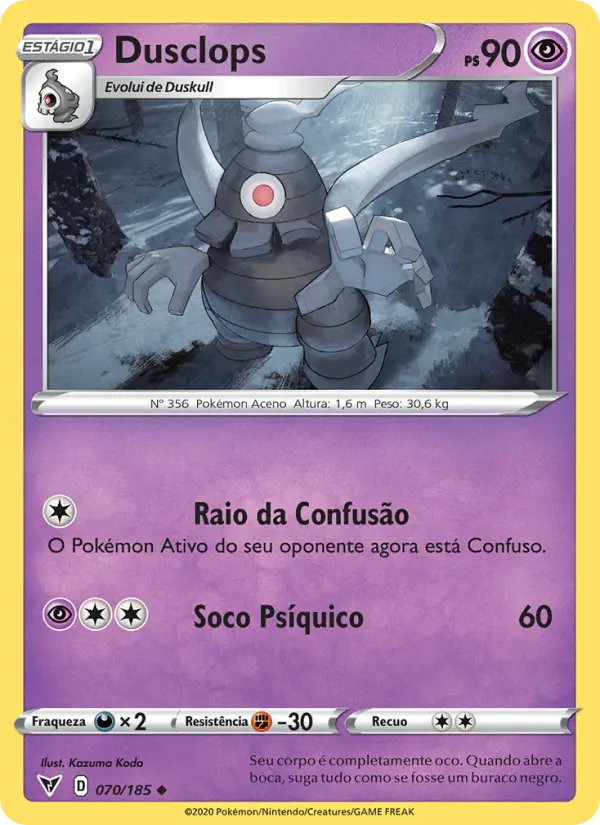 Carta Dusclops, número 70/185 da coleção Voltagem Vívida