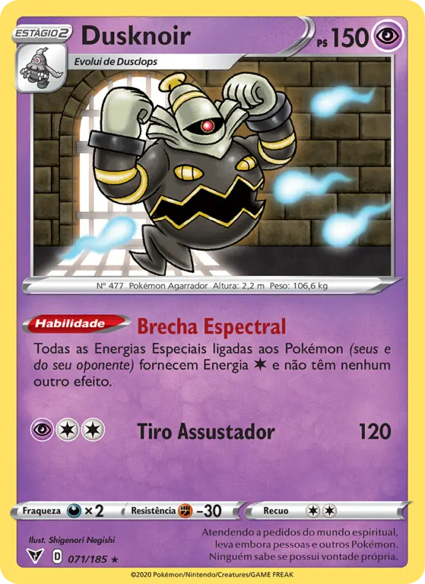 Carta Dusknoir, número 71/185 da coleção Voltagem Vívida