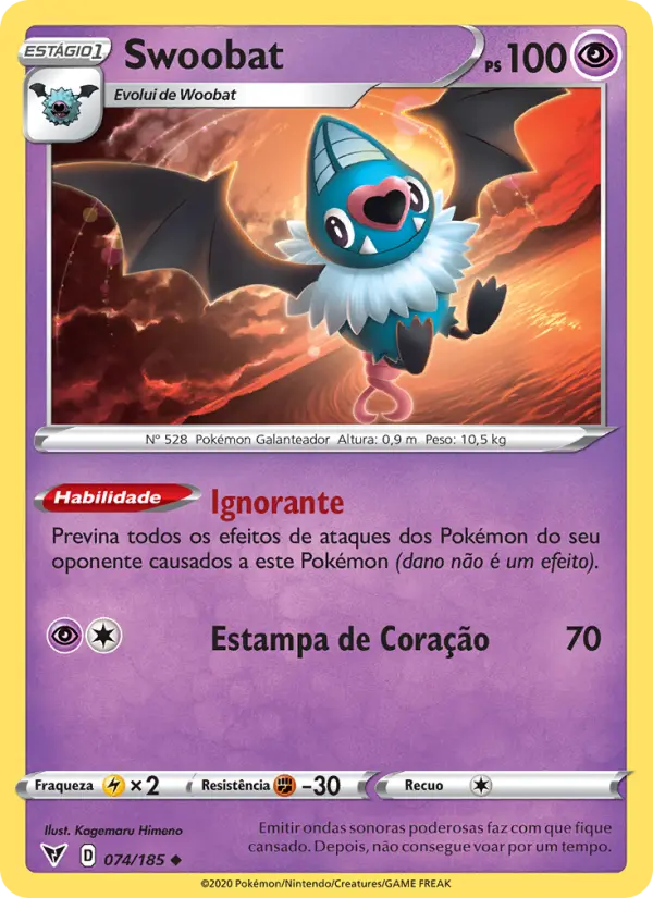 Carta Swoobat, número 74/185 da coleção Voltagem Vívida