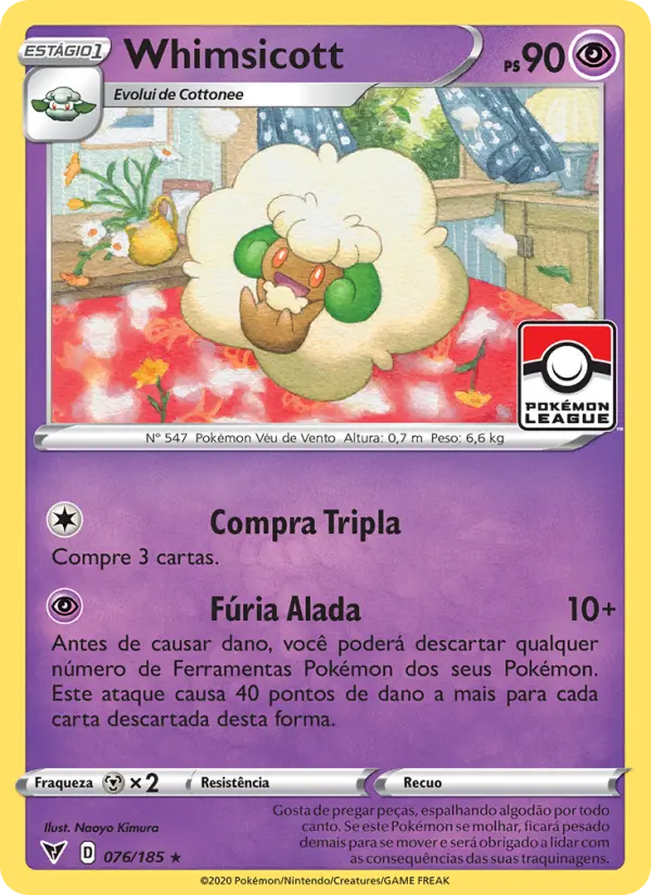 Carta Whimsicott, número 76/185 da coleção Voltagem Vívida