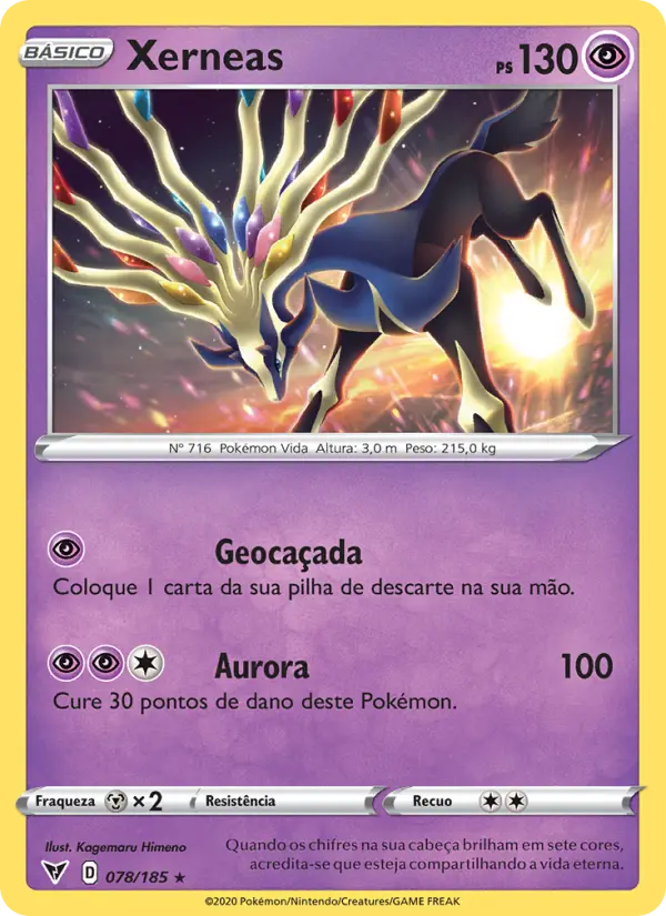Carta Xerneas, número 78/185 da coleção Voltagem Vívida
