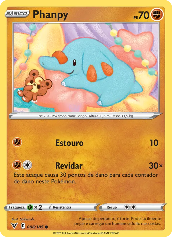 Carta Phanpy, número 86/185 da coleção Voltagem Vívida