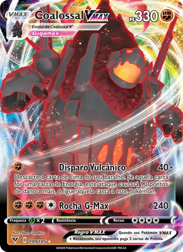 Carta Coalossal VMAX, número 99/185 da coleção Voltagem Vívida