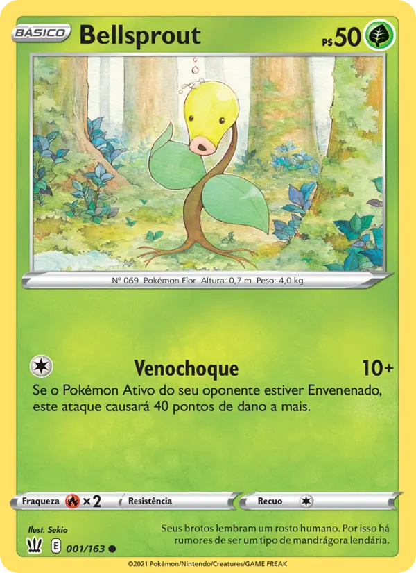 Carta Bellsprout, número 1/163 da coleção Estilos de Batalha