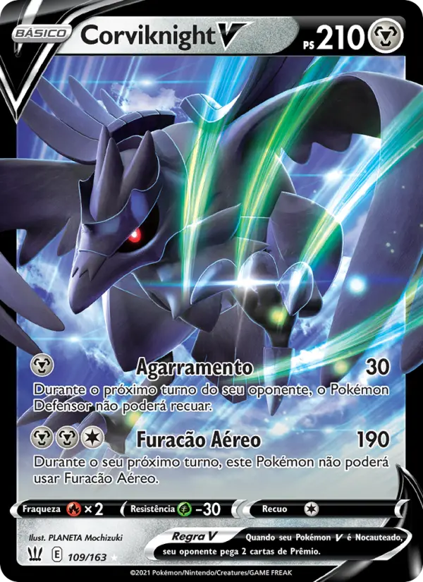 Carta Corviknight V, número 109/163 da coleção Estilos de Batalha