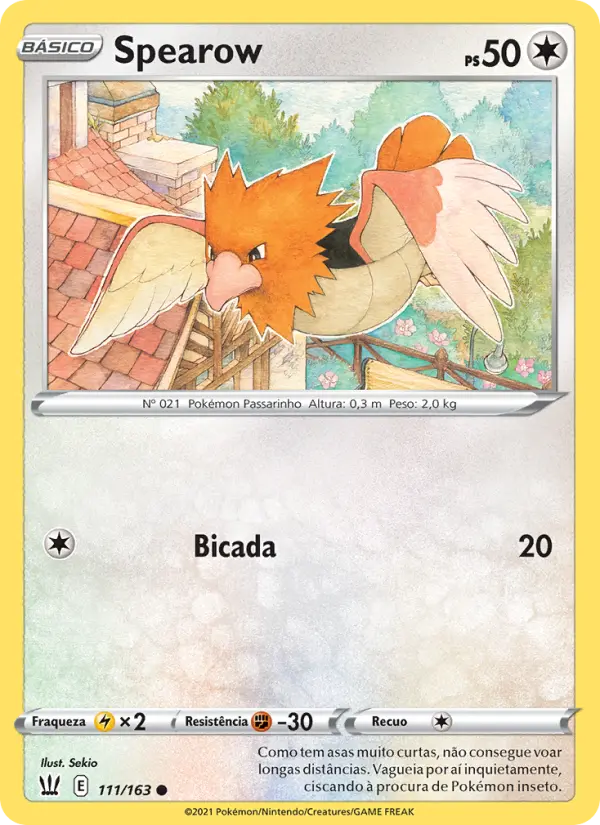 Carta Spearow, número 111/163 da coleção Estilos de Batalha