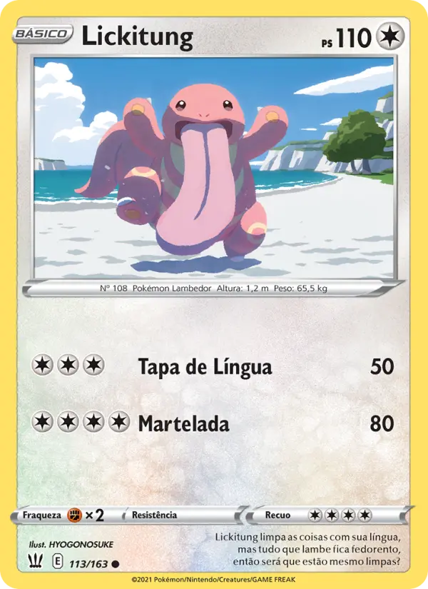 Carta Lickitung, número 113/163 da coleção Estilos de Batalha