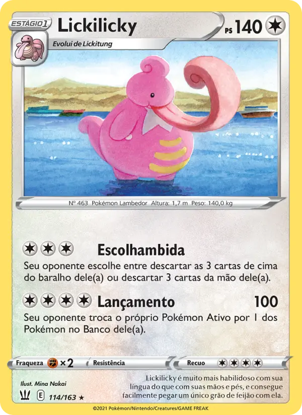 Carta Lickilicky, número 114/163 da coleção Estilos de Batalha