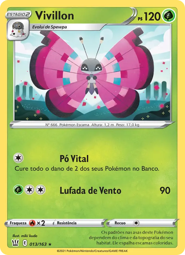 Carta Vivillon, número 13/163 da coleção Estilos de Batalha