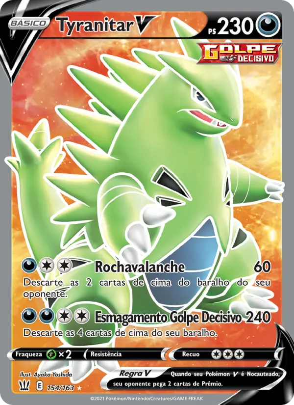 Carta Tyranitar V, número 154/163 da coleção Estilos de Batalha