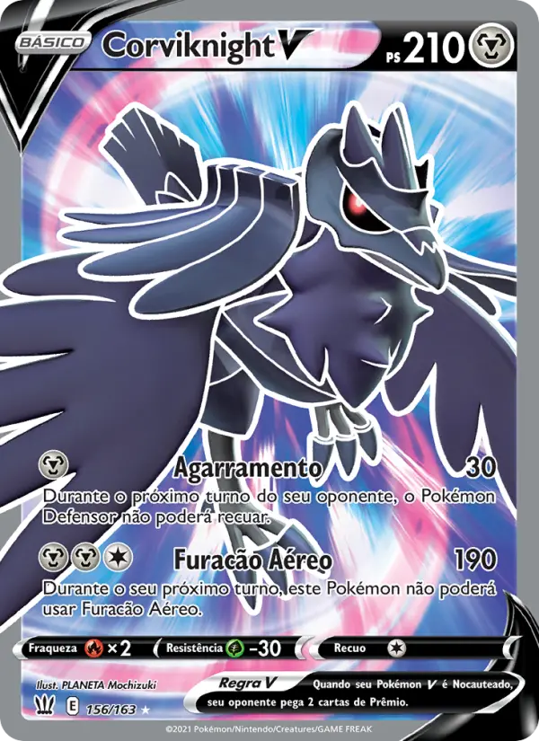 Carta Corviknight V, número 156/163 da coleção Estilos de Batalha