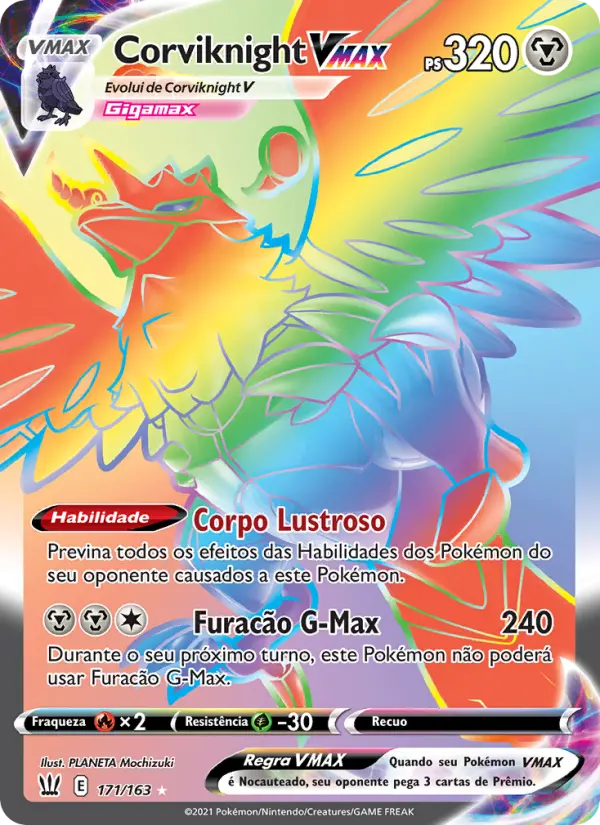 Carta Corviknight VMAX, número 171/163 da coleção Estilos de Batalha