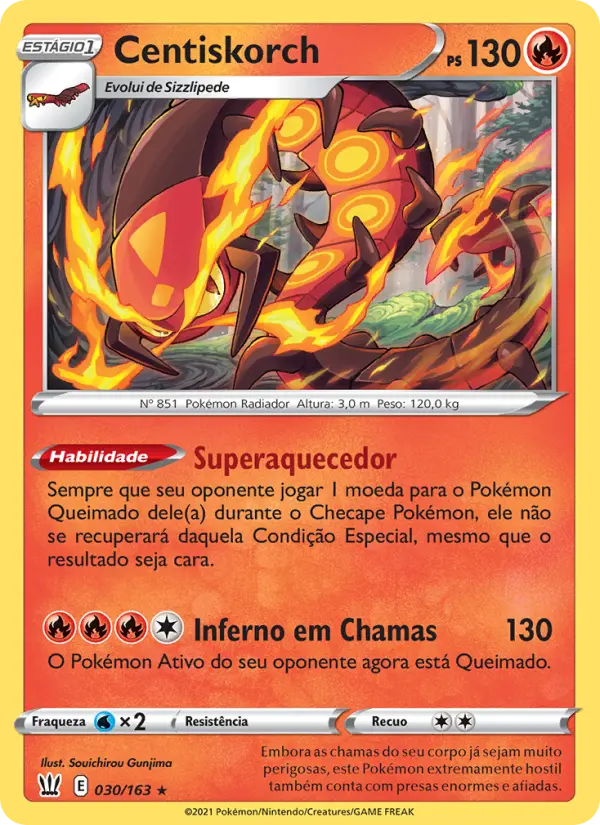 Carta Centiskorch, número 30/163 da coleção Estilos de Batalha