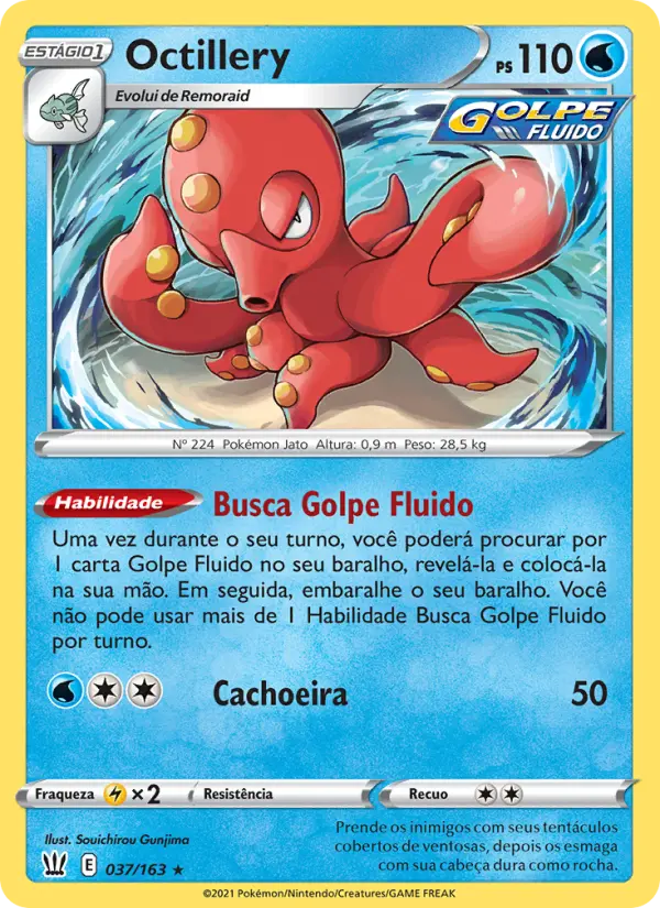 Carta Octillery, número 37/163 da coleção Estilos de Batalha