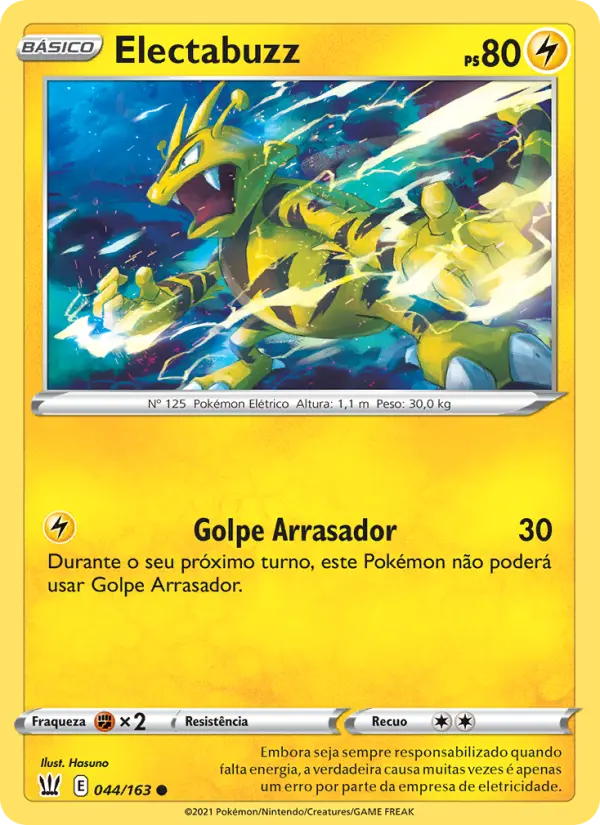 Carta Electabuzz, número 44/163 da coleção Estilos de Batalha