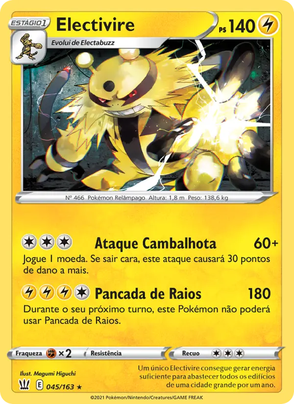 Carta Electivire, número 45/163 da coleção Estilos de Batalha