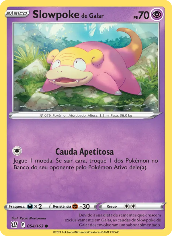 Carta Slowpoke de Galar, número 54/163 da coleção Estilos de Batalha