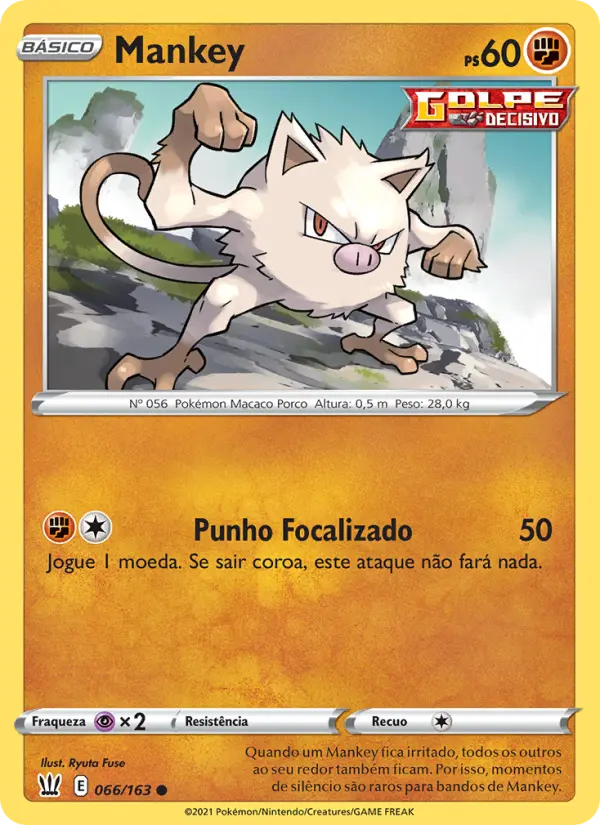 Carta Mankey, número 66/163 da coleção Estilos de Batalha