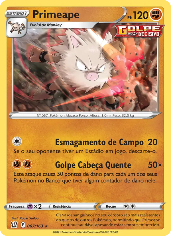 Carta Primeape, número 67/163 da coleção Estilos de Batalha