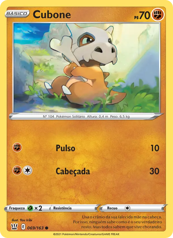 Carta Cubone, número 69/163 da coleção Estilos de Batalha