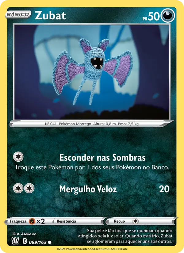 Carta Zubat, número 89/163 da coleção Estilos de Batalha