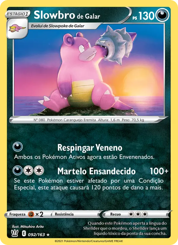 Carta Slowbro de Galar, número 92/163 da coleção Estilos de Batalha