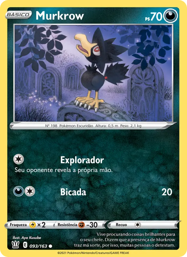 Carta Murkrow, número 93/163 da coleção Estilos de Batalha