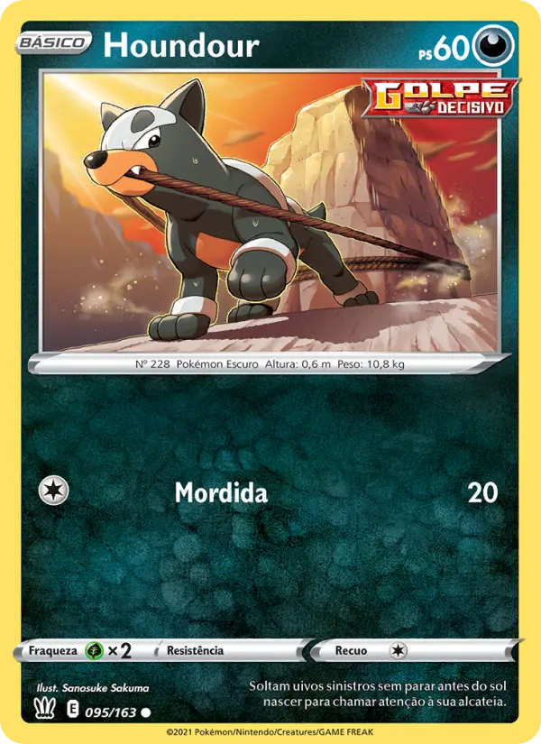 Carta Houndour, número 95/163 da coleção Estilos de Batalha