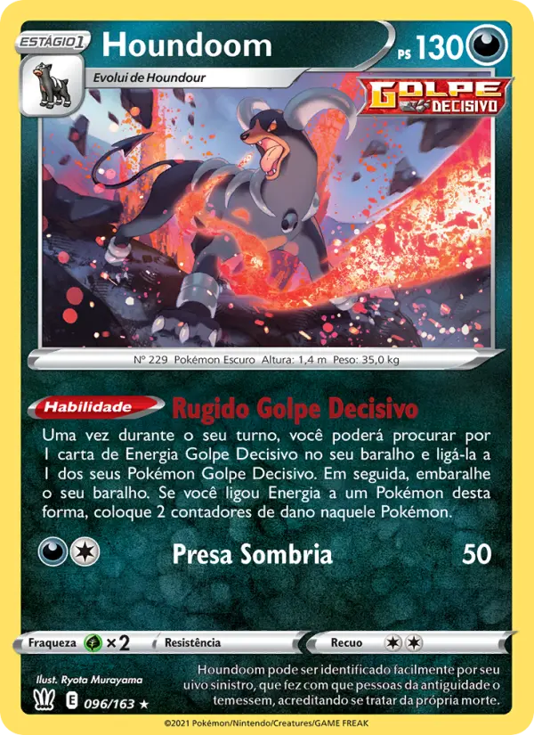 Carta Houndoom, número 96/163 da coleção Estilos de Batalha