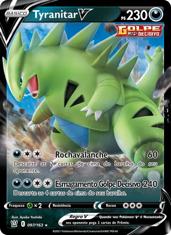 Carta Tyranitar V, número 97/163 da coleção Estilos de Batalha
