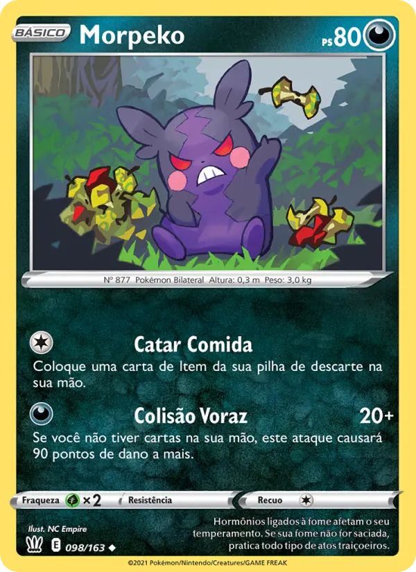 Carta Morpeko, número 98/163 da coleção Estilos de Batalha