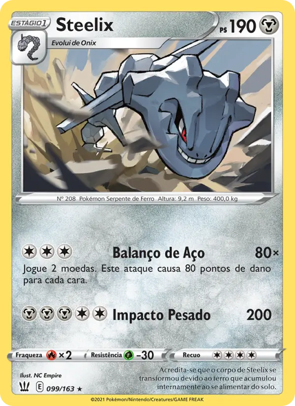 Carta Steelix, número 99/163 da coleção Estilos de Batalha