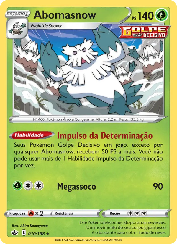 Carta Abomasnow, número 10/198 da coleção Reinado Arrepiante