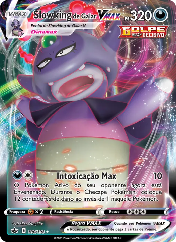 Carta Slowking de Galar VMAX, número 100/198 da coleção Reinado Arrepiante